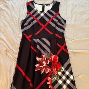 VENUS Womens Dress with Red and Black Plaid Design